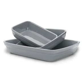 Conjunto com 3 travessas de cerâmica grafite R.TRTV-003GR