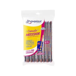 Canudo Mexedor Preto Sache c/100 - Strawplast