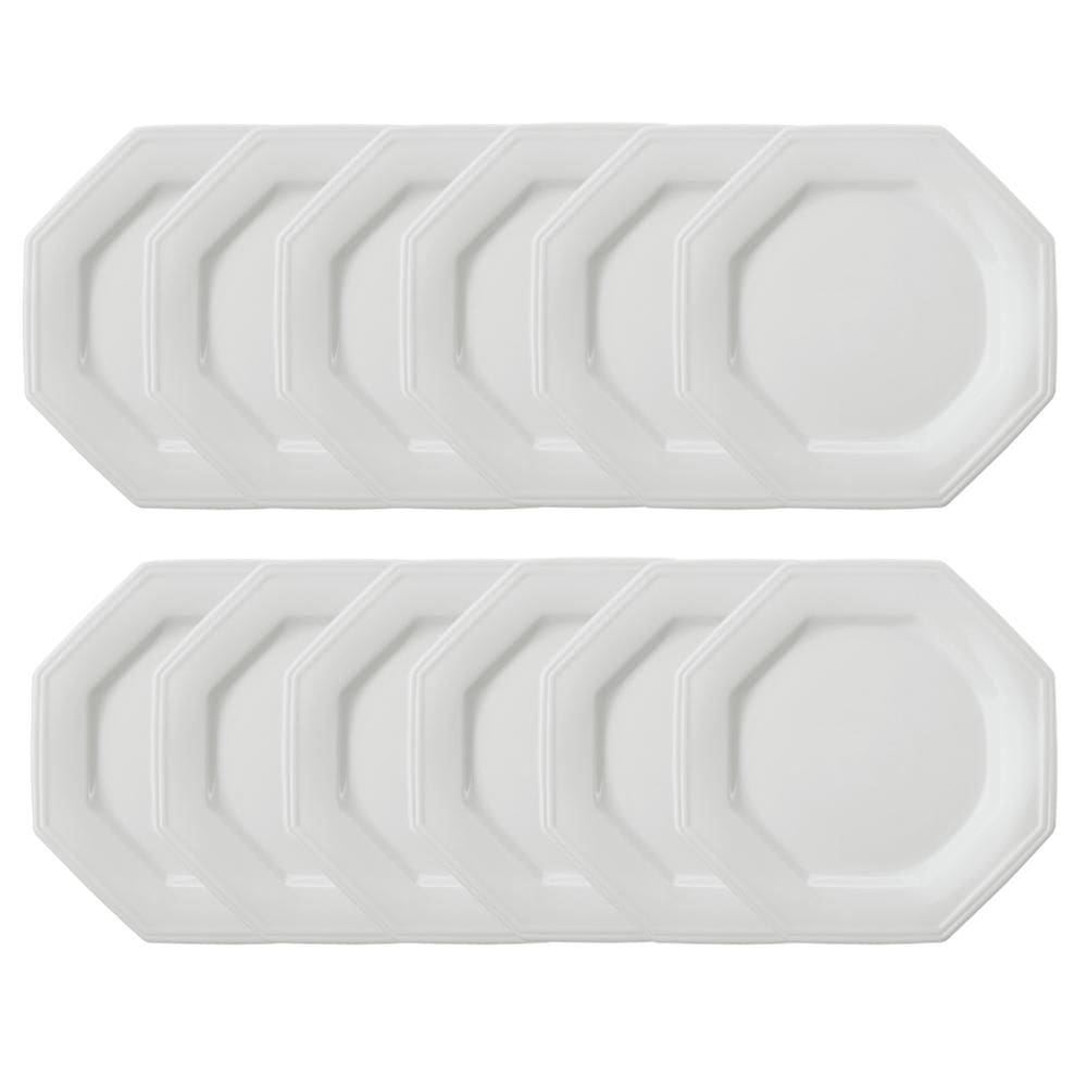 Jogo 12 Pratos Rasos Prisma Brancos 28 cm Porcelana Schmidt