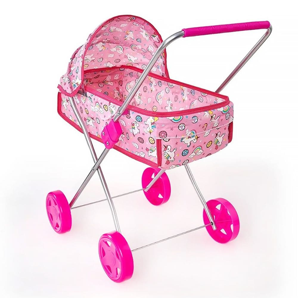 Carrinho de Boneca Roma Xikitinha Rosa com Unicórnio 100001 - Brinquedos Oliveira