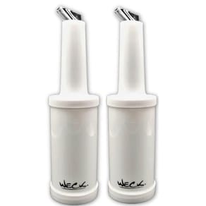 Kit 2 Garrafas Plásticas Store`n Pour 1L Branca Licores Xarope Bar Restaurante