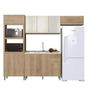 Cozinha Modulada Dinamarca 4 Peças com Torre Quente 2 Fornos e Aéreo 120 com Vidro - Indékes