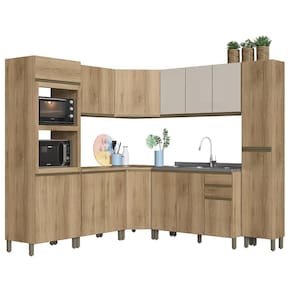 Cozinha Modulada de Canto Dinamarca 8 Peças com Torre Quente 2 Fornos - Indékes