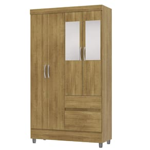 Guarda Roupa Solteiro 103cm Com Espelho Mayra Nature V02 - Mpozenato