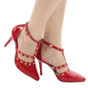 Scarpin Dravanna Salto Alto Fino Spike Vermelho
