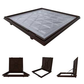 Tampa Piscina Casa Máquina 90x90 Articulada Rebaixada Marron