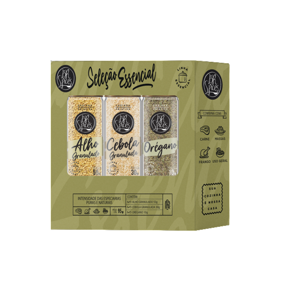 Kit Seleção Essencial Caixa Com 3 Vidros BR Spices 95G