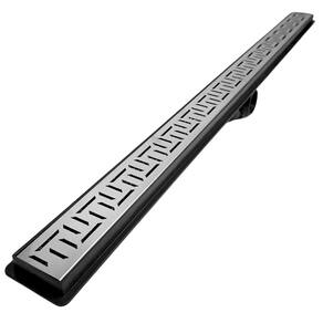 Ralo Linear Seca o Box 5x90 Banheiro Inox Oriente Coletor Preto Saídas 40mm e Tela (5cm x 91cm)
