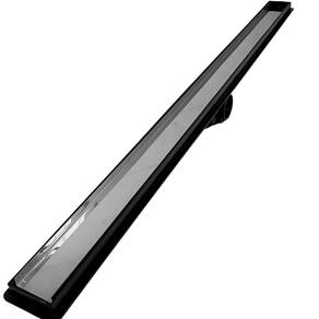 Ralo Linear 5x70 Banheiro Invisível Piso Oculto Coletor Preto Saídas 40mm com Tela (5cm x 70cm)