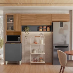 Cozinha Compacta Alba 6 Portas Amêndola Touch Grafito Demóbile