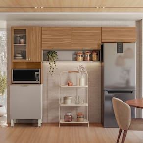 Cozinha Compacta Alba 6 Portas Amêndola Touch Nude Demóbile
