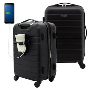 Conjunto de bagagem Wrangler Smart Black de 20 polegadas com porta-copos e USB