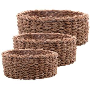Conjunto Com 3 Cestas Redondas De Fibra Natural - Wolff
