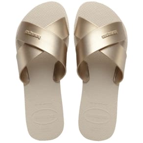 Rasteira Havaianas Aqua Metálica Feminina - Bege