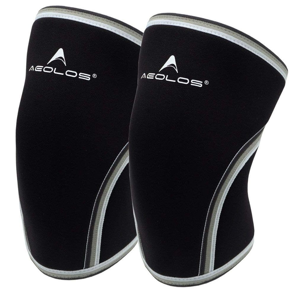 Joelheiras AEOLOS de compressão de 7 mm para levantamento de peso, pretas