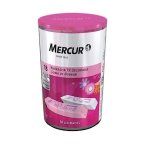 Borracha Decorada Tr Rosa/Branca Mercur Pote Com 18 Unidades