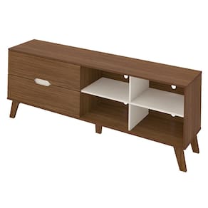 Rack Bancada Tv 75 Pol MDF 2 Gavetas ARLY Off White Pinho