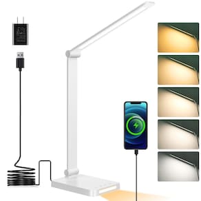 Lâmpada de mesa LED Dott Arts com portas USB, 5 modos de cores, branco