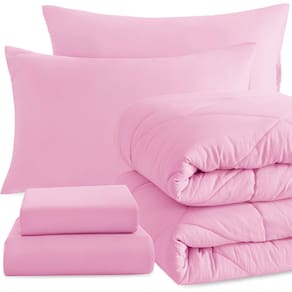 Conjunto de edredom NTBAY Twin com lençóis, 5 peças de microfibra rosa