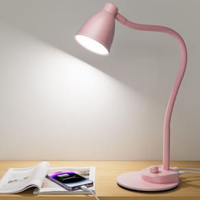 Lâmpada de mesa BOHON Cute Pink LED, 3 modos de cor, porta USB regulável