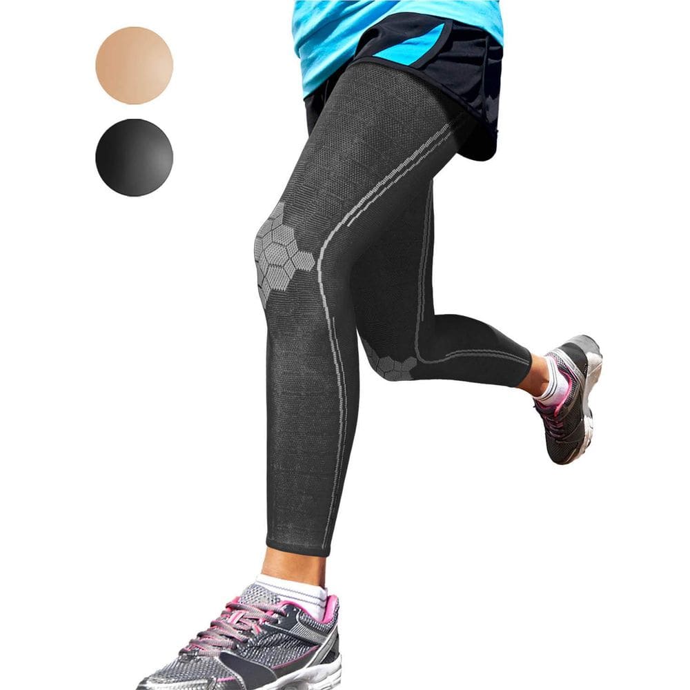 Mangas de compressão Sparthos Full Leg pretas para homens e mulheres