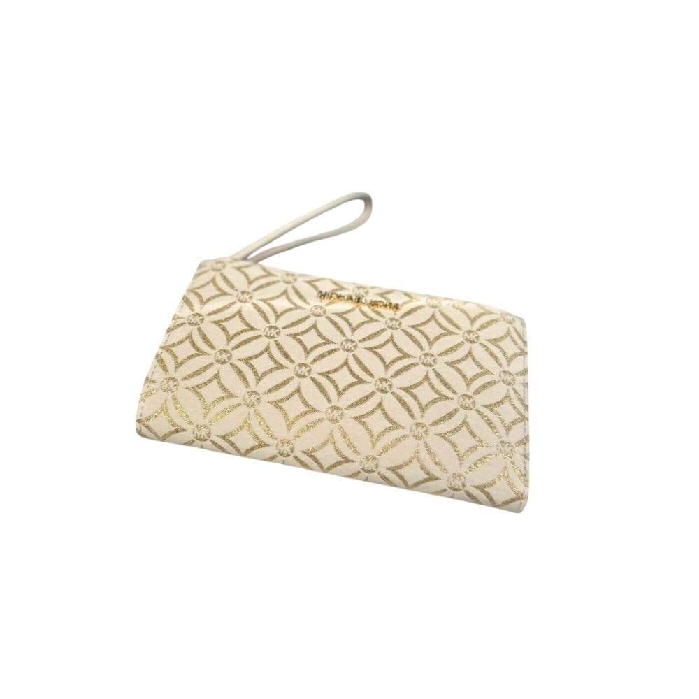 Carteira de pulso Michael Kors Jet Set Travel com zíper duplo em ouro pálido