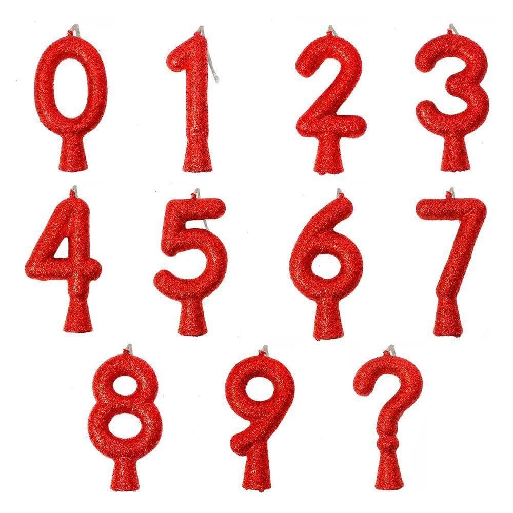 Vela De Aniversário Puro Glitter Vermelha Modelo 7