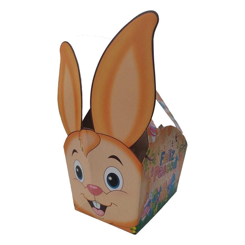 Cestinha De Páscoa Coelho Laranja 3d Com Alça