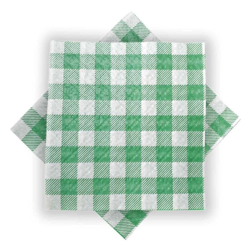 Guardanapo De Papel Xadrez Verde 20cm X 21cm - 50 Unidades