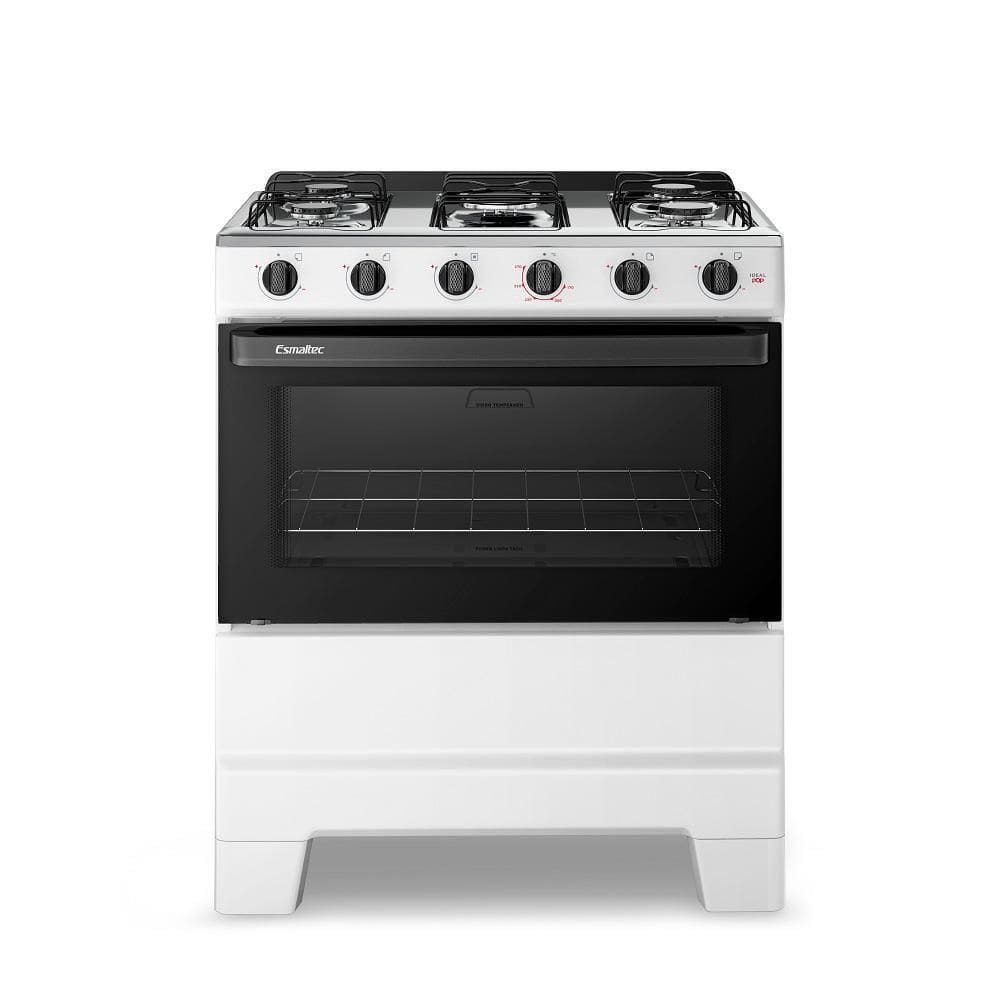 Fogão Esmaltec 5 Bocas Ideal Pop Mesa De Aço Inox Branco F5ISB