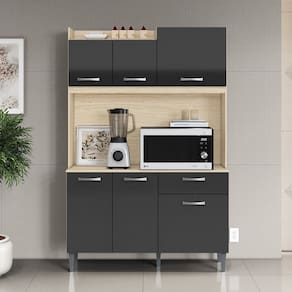 Cozinha Compacta Berlim Avena Grafite Aramóveis