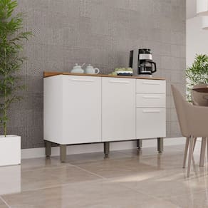 Balcão De Cozinha New Valência 120cm 3 Pts 2 Gavetas Salleto Branco