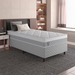 Cama Box Solteiro Branco E Colchão Solteiro 88x188 Dakota Umaflex
