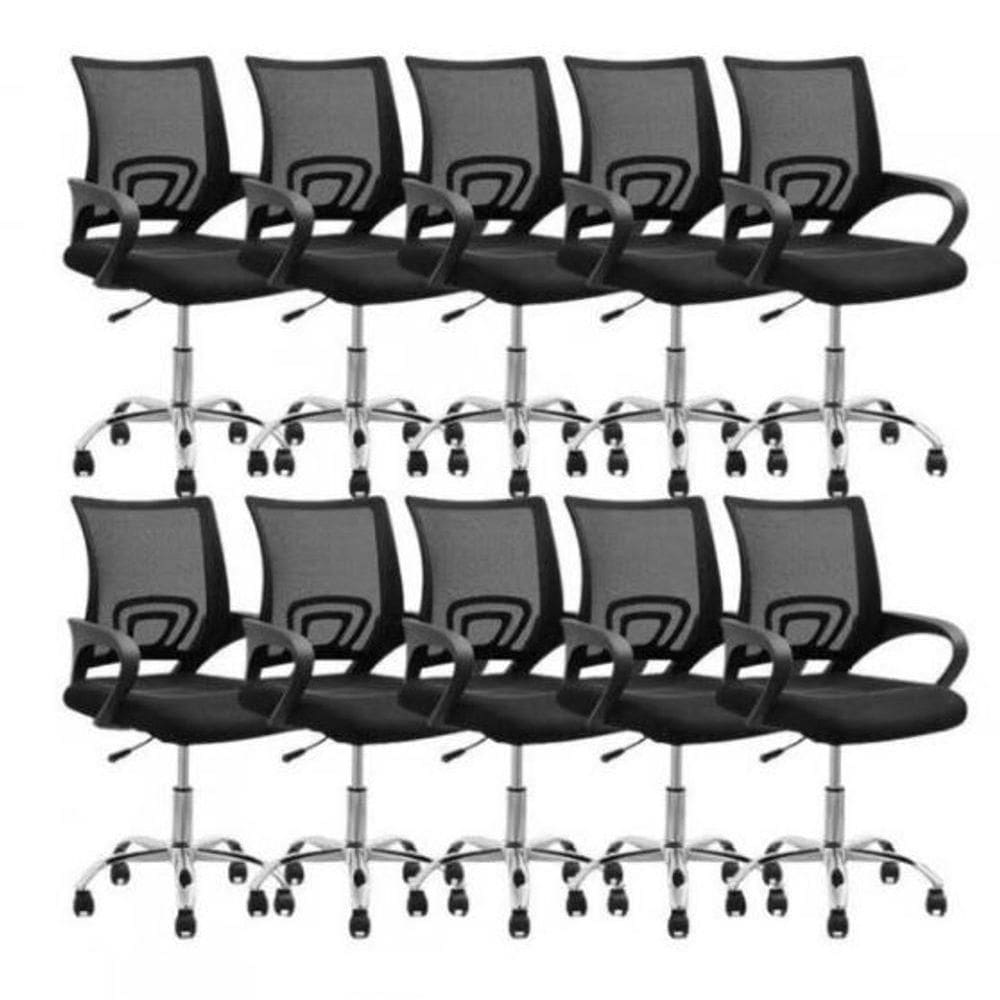 Kit 10 Cadeiras Diretor Secretaria Home Office Escritorio New Java Preta