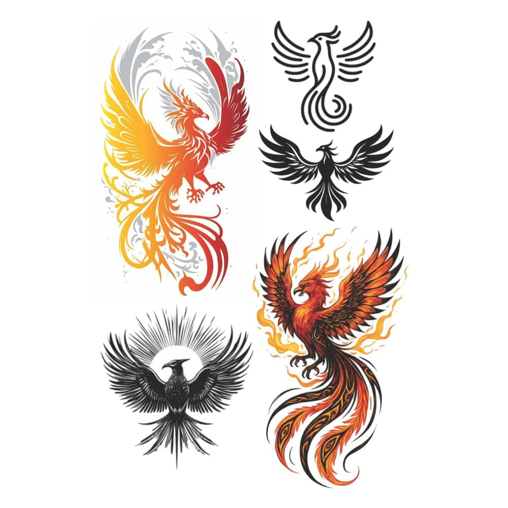 5 Tatuagens Temporárias Tema ´Fenix