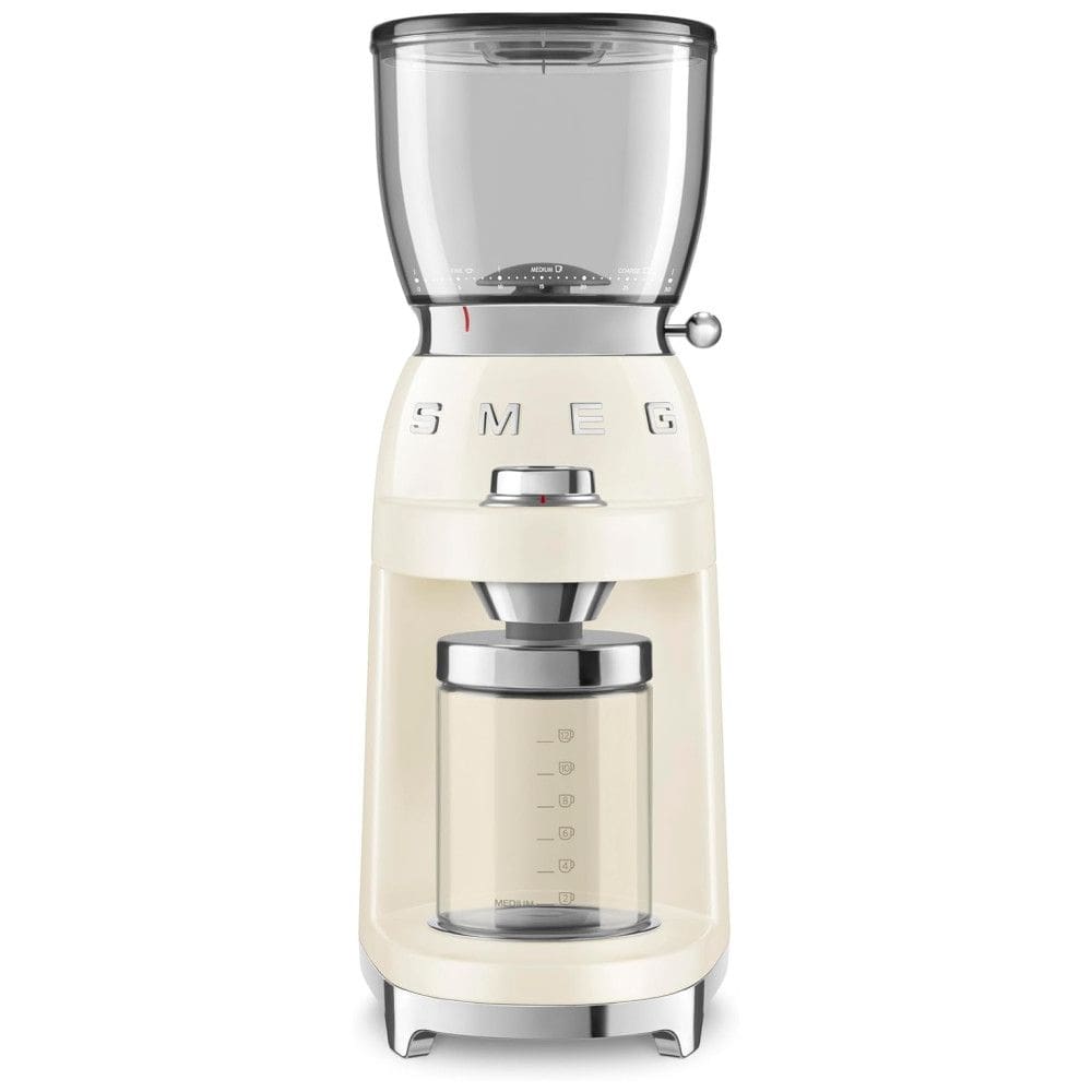 Moinho de Café Elétrico SMEG CGF11 Retro 50`s, 3 Níveis de Moagem, 348g, Moedores Cônicos Inox