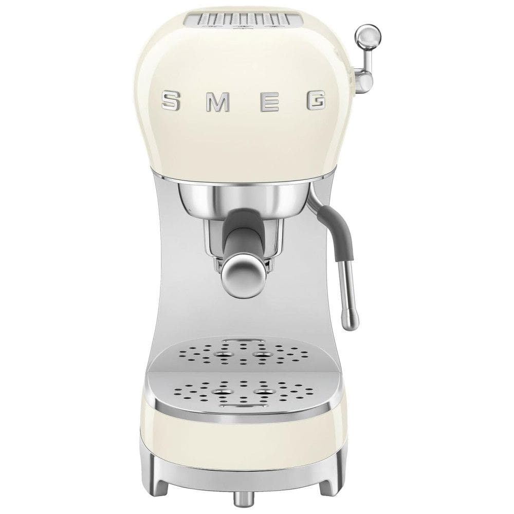 Máquina de Café Espresso Manual Smeg ECF02 15Bar, Fabricada na Itália, Design Retrô com Vara de Vapor, na Cor Creme