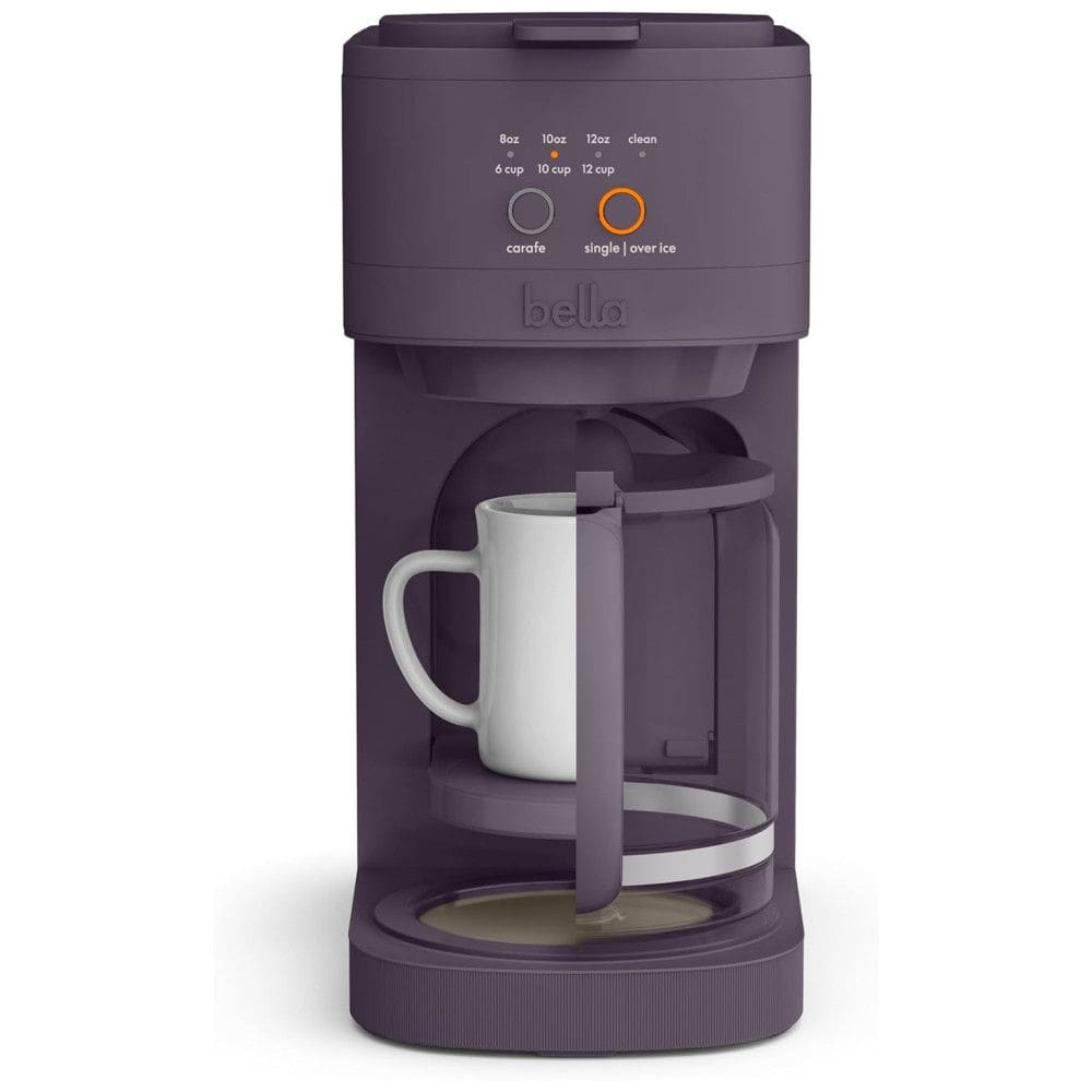 Cafeteira 2 em 1 Compacta e Versátil, Prepara Café em 3 Tamanhos de Jarras e Copos, 110V 1200W, Bella VersaBrew, Ameixa