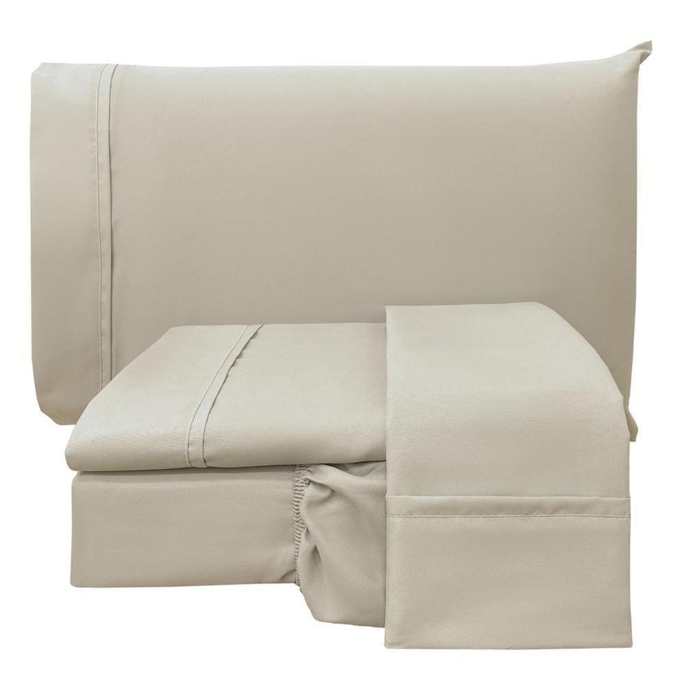 Jogo De Lençol Queen Confort Micropercal 300 Fios Toque De Algodão 4 Peças - Palha