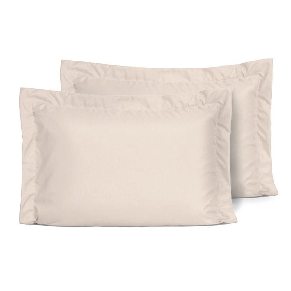 Kit 2 Fronhas Slim Com 3 Abas 50cm X 70cm Micropercal 200 Fios - Bege