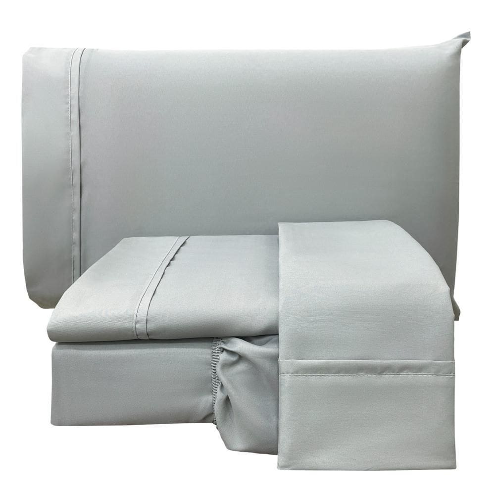 Jogo De Lençol Casal Padrão Confort Micropercal 300 Fios Toque De Algodão 4 Peças - Cinza