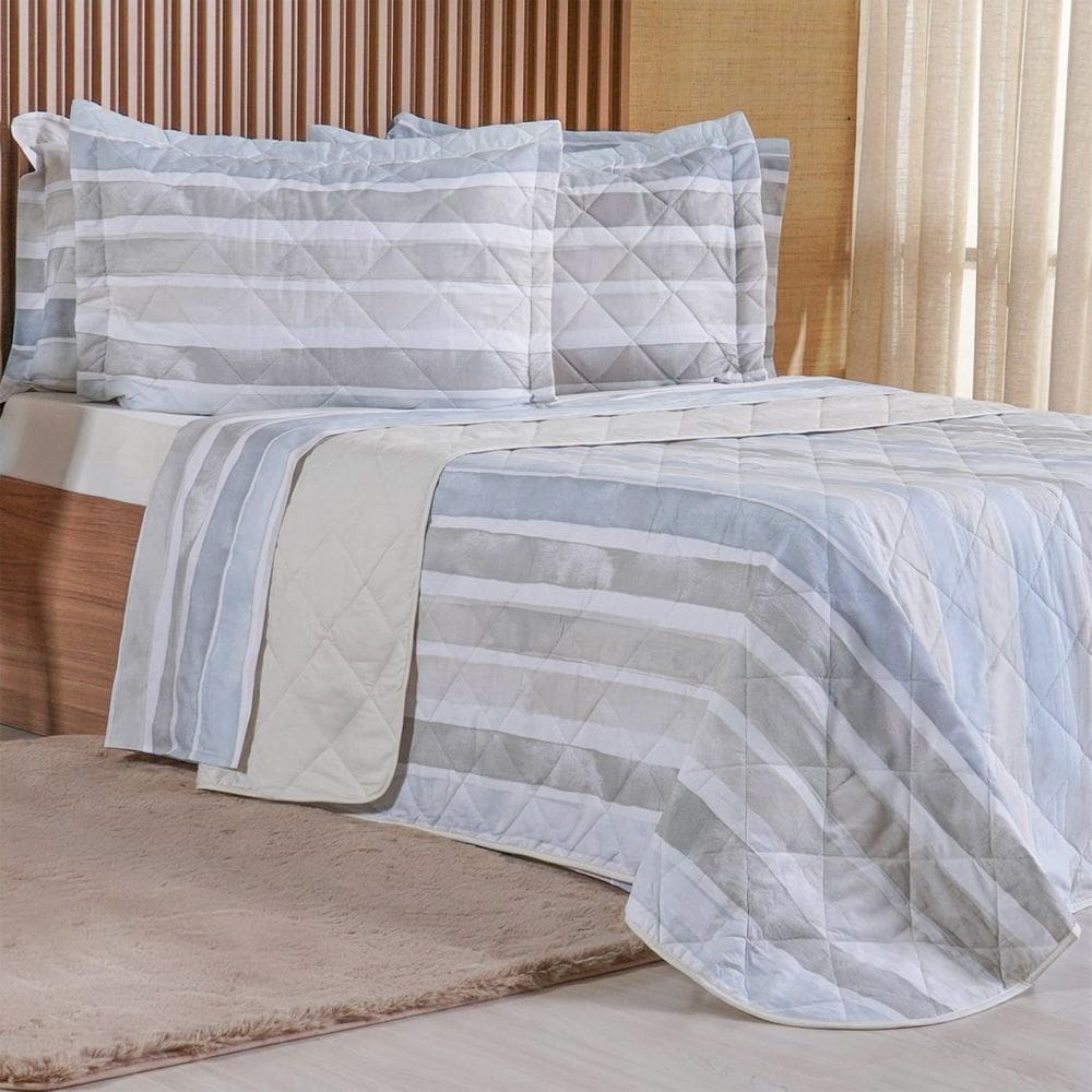 Kit Colcha King 200 Fios Estampada New 100% Algodão 260x280cm