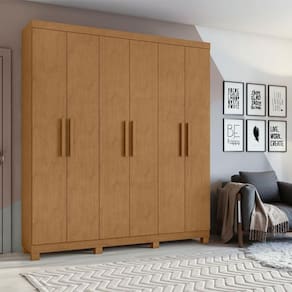 Guarda Roupa Solteiro Ambiente Jazz 6 Portas Amêndoa Clean com Pés – Lopas