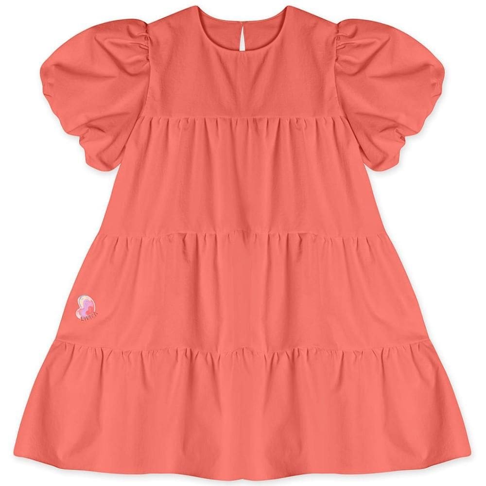 Vestido Lilica Ripilica Manga Curta Laranja