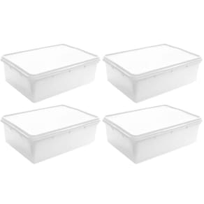 4 Caixas Organizadoras de Alimentos 11L Empilhável Hermética Plasvale Plástica Hotel
