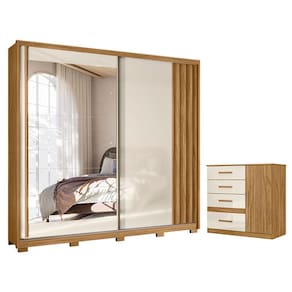 Guarda Roupa Casal Dhara e Cômoda Vênus Freijó Off White - Moval