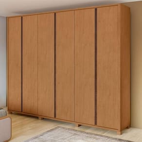 Guarda Roupa Casal Leder 6 Portas Amêndoa Clean com Pés - Lopas