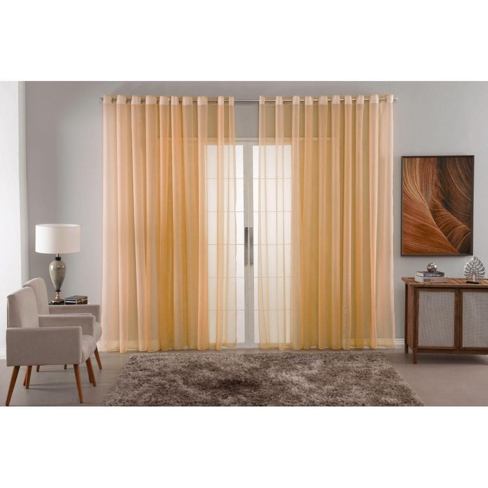 Cortina Voal Liso Delicate Quarto Sala Transparente 400X2,80
