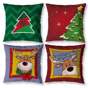 Kit 4 Capas Almofada Para Sala 40Cm X 40Cm Estampadas Natal