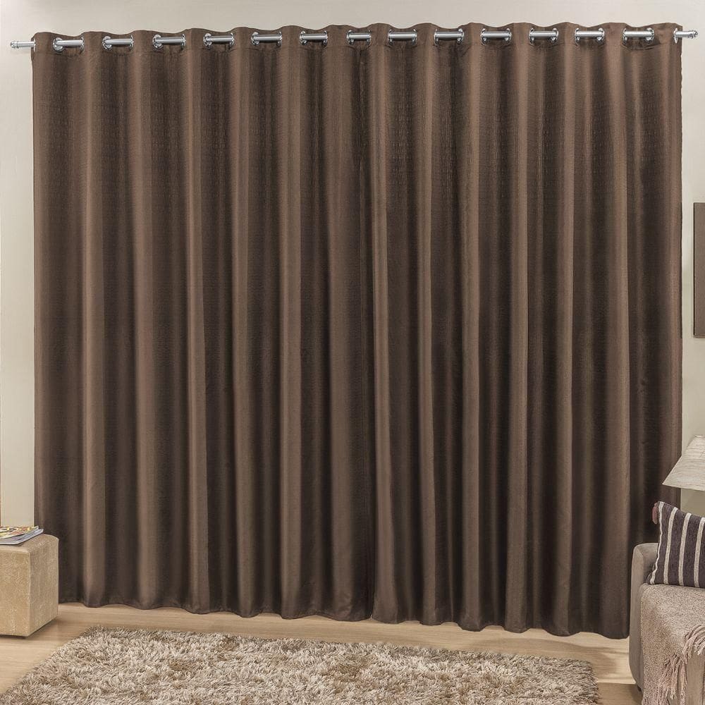 Cortina 2M Quarto Escritório Ráfia Varão Baratissima Tabaco